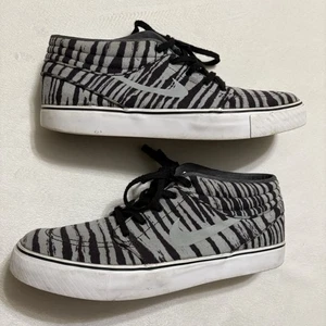 Nike Skate Shoes Zoom Stefan Janoski Mid Premium Gray Zebra Stripe Sz 11 Sneaker - Picture 1 of 11