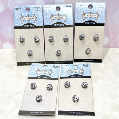Sewology Pave Buttons for Sewing Crafts - Clear Rhinestone - 9mm, 15 Pieces - Image 1 of 4