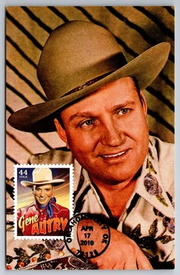 #4449 Cowboys of the Silver Screen Gene Autry FDC Maxi tarjeta en tarjeta de exhibición Foto 1 de 2