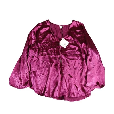 Camisa Ava & Viv Mujer 3X (24/26) Rosa Púrpura Brillante Blusa Formal Nueva con Etiquetas Foto 1 de 4