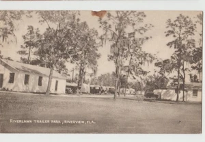 RIVERLAWN TRAILER PARK Motorhomes  Riverview FL Florida Postcard B&W - Picture 1 of 2