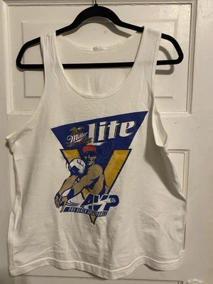 Camiseta sin mangas mediana Miller Lite Pro de voleibol playa AVP de colección años 90 para hombre Foto 1 de 3