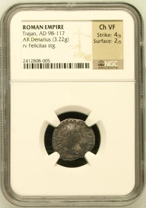 Römisches Reich AD 98-117 AR Denar Trajan NGC Ch VF - Bild 1 von 2