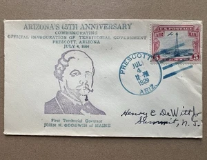 1929 Prescott AZ “Arizona 65th Anniversary” Cachet Airmail Cover 5¢ Beacon - Picture 1 of 5