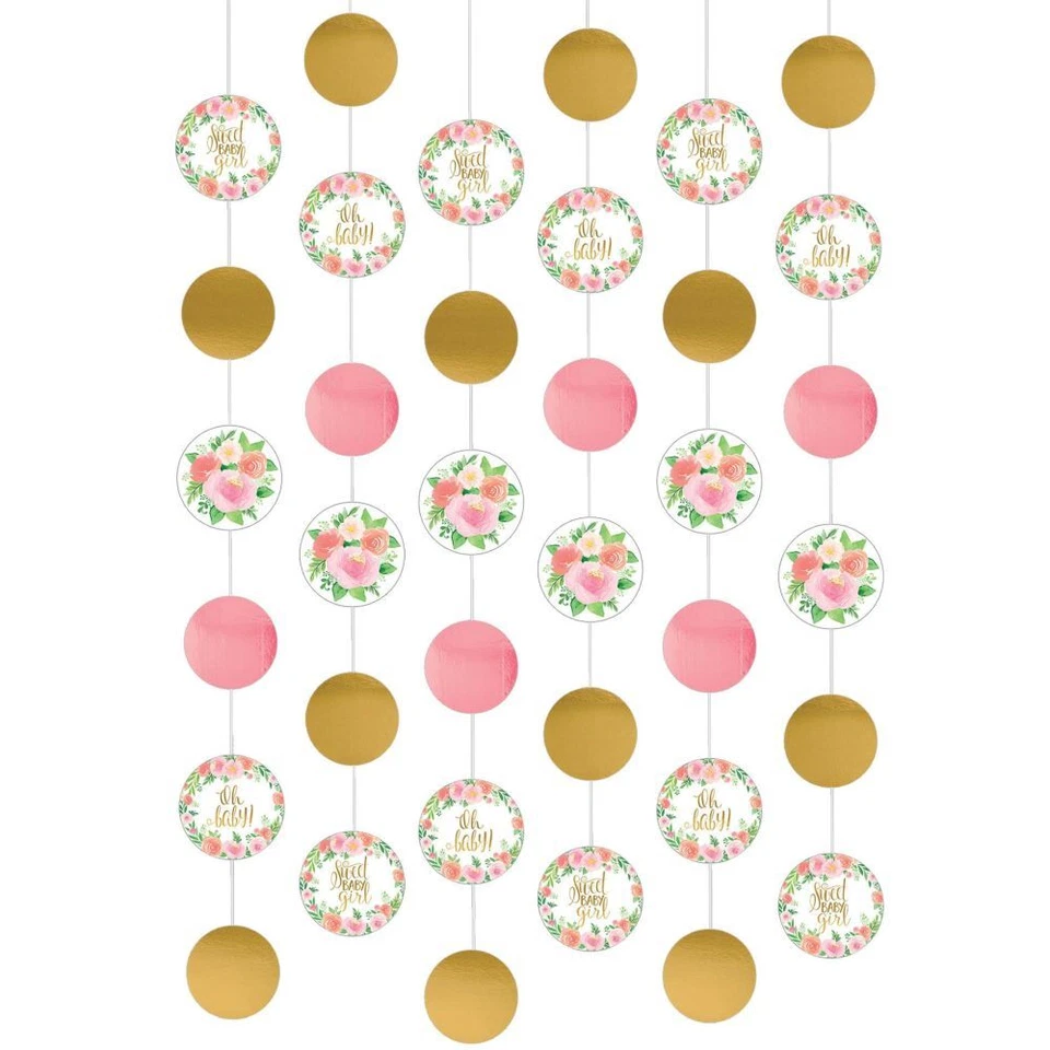 Cadena colgante floral dulce bebé niña decoración 6 cuerdas por paquete papel de 7" Foto 1 de 1