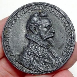 Antike ALESSANDRO FARNESE Zinnguss RENAISSANCE PORTRAIT MEDAILLE Herzog von Parma - Bild 1 von 4