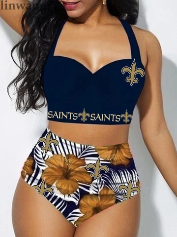 New Orleans Saints Swimsuit High Waist Bikini Swimwear Bathing Wear Beachwear Cover