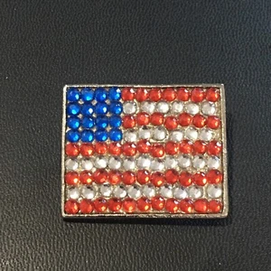 Vintage Rhinestone American Flag Brooch - Picture 1 of 2