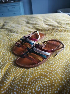 Brand New genuine leather  Multicoloured Sandals 7 - Picture 1 of 5