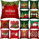 Home Red Sofa Christmas Pillow Case Cushion Cover Cotton Linen Decor
