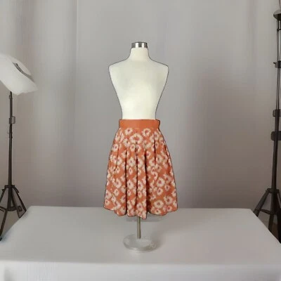 Falda Anthropologie Plenty de Tracy Reese Wallflower talla 4 naranja bordada Foto 1 de 4
