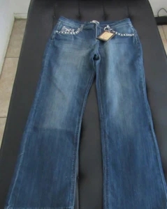 Earl Jean Womens Medium Wash Embellished Boot Cut Jeans 12 Petite - Picture 1 of 5