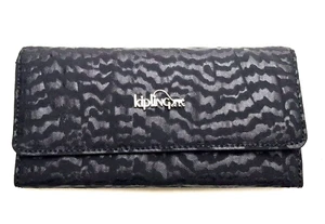 *KIPLING Pratico Portafoglio Pieghevole Spigolo Nylon Stampa Animalier Nuovo - Foto 1 di 11