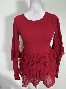 Fuzzi Women’s Red Colored Long Sleeev Top Size M Made In Italy  - Picture 1 of 5