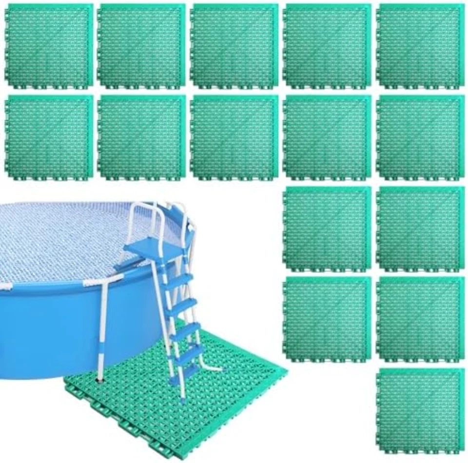 Set di 16 tappetini per piscina fuori terra, tappetini antiscivolo in plastica c - Immagine 1 di 1