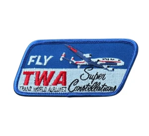 13263 TWA TRANS WORLD AIRLINES SUPER CONSTELLATION AVIATION IRON ON CLOTH PATCH - Picture 1 of 2
