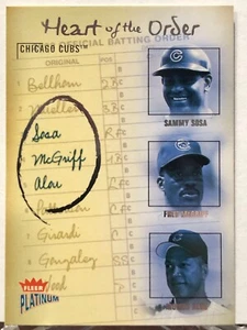 2003 FLEER PLATINUM HEART OF THE ORDER (Sosa/McGriff/Alou) Insert, Baseball - Picture 1 of 2