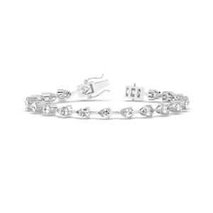 Pear Cut Lab-Grown Diamonds Tennis Bracelet in 950 Platinum 1.70 ct - Picture 1 of 8