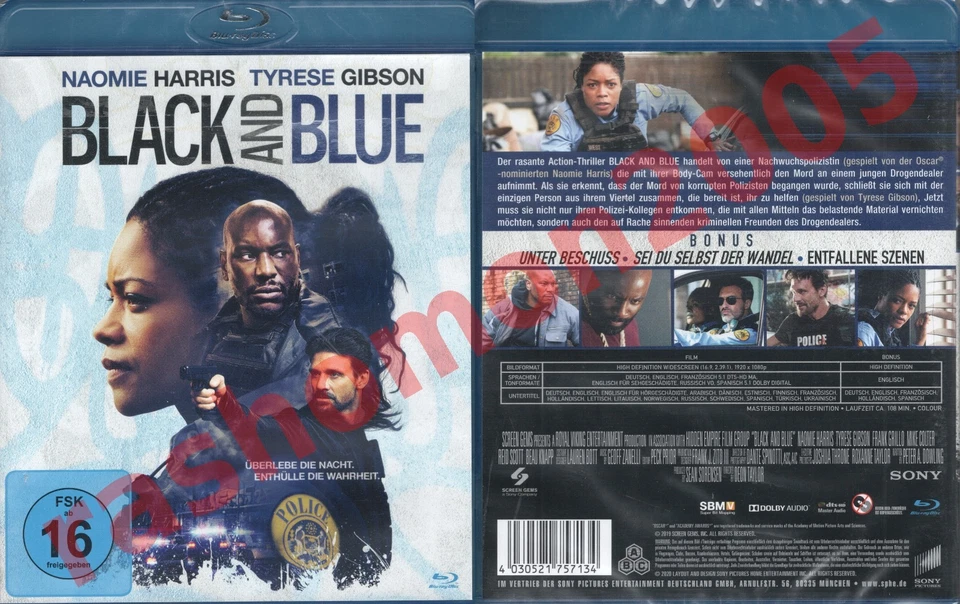Blu-ray BLACK AND BLUE Naomie Harris Tyrese Gibson Frank Grillo Region B NEW - Image 1 of 1