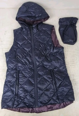 Женский двусторонний пуховик Gerry's упаковочный жилет синий/фиолетовый - размер маленький - Изображение 1 из 4