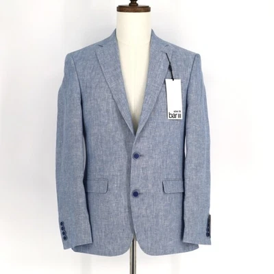 Bar III Men's Light Blue Linen Summer Casual Slim Formal Suit Jacket Size 36S - Image 1 of 4