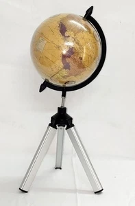 8" Vintage Style World Globe on 12" Tripod Stand Handmade Educational Decor Gift - Picture 1 of 7