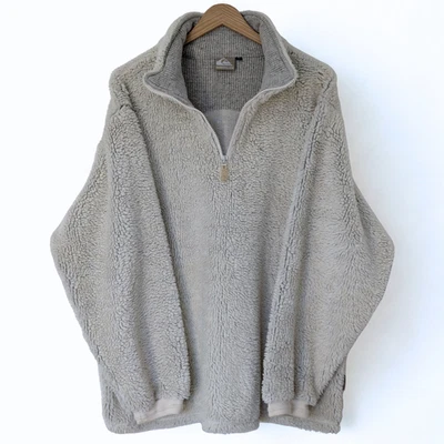 Vintage 90s Quiksilver Cream Sherpa 1/4 Zip Fleece Pullover Jumper Logo Mens XL - Image 1 of 4