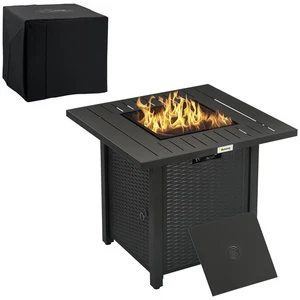 Outsunny 40,000 BTU Gas Firepit Table with Protective Cover, Spark Guard - Picture 1 of 11