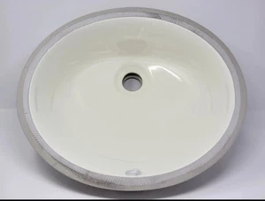 Fregadero de baño de cerámica de 17" x 14" - Color bisque vintage - Imagen 1 de 2