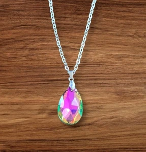Collar Cristal Lágrima Arco Iris - Elegante Colgante - Imagen 1 de 4