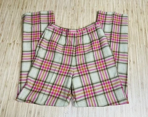 Vintage Pendleton 100% Wool Pants Pink Orange Plaid High Waist Trouser Womens 14 - Picture 1 of 24
