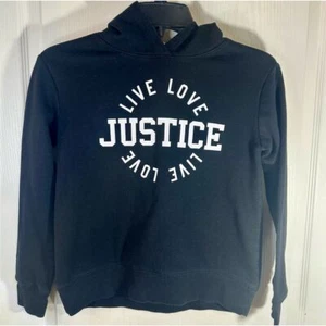 Justice Girls' Black Hoodie Size 10 Live Love Graphic Pullover Casual - Picture 1 of 5