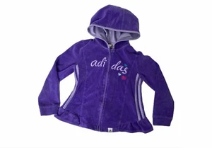 Girl's Size 5 Hoodie Adidas Purple Velour Full Zip Long Sleeve Embroidered - Picture 1 of 5