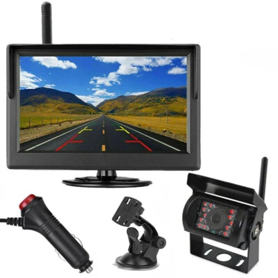 Wireless 5" Rear View Monitor IR Backup Camera Kit for 12-24V  Truck Caravan RVs - Image 1 of 4