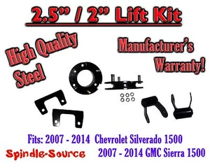 2.5" F 2" R FULL Kit Spacer+Shackles FOR 07 - 14 Chevy Silverado GMC Sierra 1500 - Picture 1 of 1