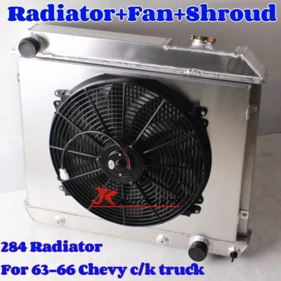 Ventilador de cubierta de radiador CC284 3 filas para panel de camioneta Chevy 1961-1966 C/K C10 C20 C30 Foto 1 de 4