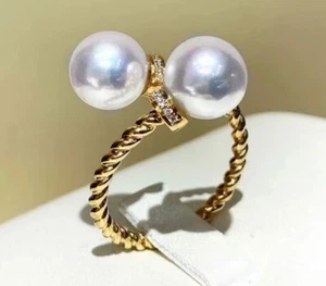 ANILLO ENVOLVENTE 2 BURBUJAS PERLAS CHAPADO EN ORO 18K BRILLANTE GIRO GENUINO GANGA TALLA 58 - Imagen 1 de 6