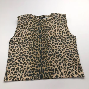 All Saints Coni Leppo Tank Small Shoulder Pad Leopard Pullover Top MINT HRJ - Picture 1 of 15
