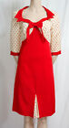 1950's STYLE RED AND CREAM PENCIL SLEEVE POLKA DOT DRESS SIZE 10 BY LINDY BOP