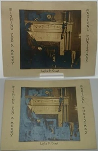 Leslie P Guest Magical Christmas Optical Illusion Transforming Photo Card 1930's - Picture 1 of 11