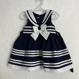Bonnie Jean Girls Navy & White Sailor Style Dress Sz 2T