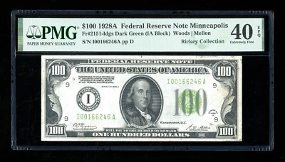 DBR 1928-A $100 DGS FRN Minneapolis Fr. 2151-Idgs PMG XF-40 EPQ Ser # I00166246A - Image 1 of 2