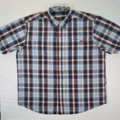 Camisa Wolverine Para Hombres Abotonada XXL Manga Corta Cuadros Bolsillo Logo Multicolor Foto 1 de 4