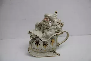 LENOX FLORENTINE & PEARL SANTA TEAPOT - Picture 1 of 12