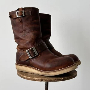 Red Wing 2971 USA Engineer Brown Faded Leather Boots SIZE US 6D/ EU 38 - Picture 1 of 9