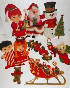 12++ Vintage Christmas Decorations Wall, Window, Door Cut Outs Santa-Snow Man ++ - Picture 1 of 3
