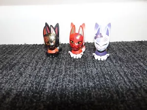 3 japanische Kitsune Fuchs mit Masken - Gashapon Mysterious Box Anime Actionfiguren - Bild 1 von 12