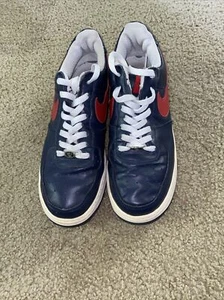 Nike Air Force 1 Puerto Rico Navy Red 306353-461 Size US9 Rare - Picture 1 of 9