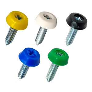 Number Plate Screw Oversized Moulded Head Polytop Screws All Colours 8G 19mm Cap - Picture 1 of 21