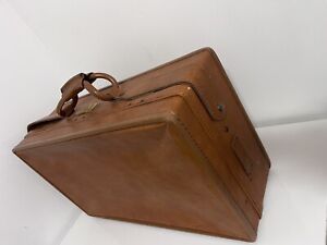 Vintage Hartmann Luggage Brass Fitting Brown Leather Rectangle Suitcase